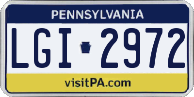 PA license plate LGI2972