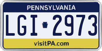 PA license plate LGI2973