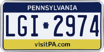 PA license plate LGI2974