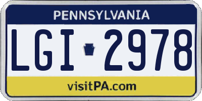 PA license plate LGI2978