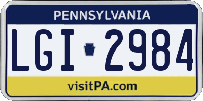 PA license plate LGI2984