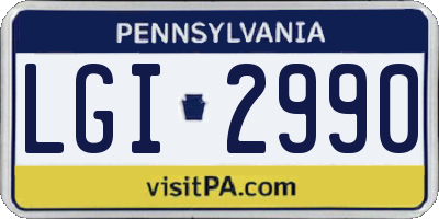 PA license plate LGI2990