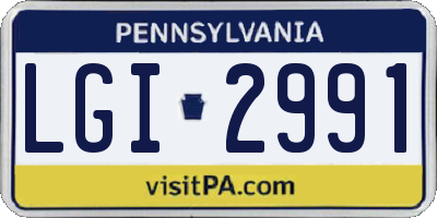 PA license plate LGI2991