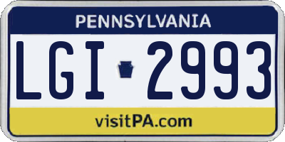 PA license plate LGI2993