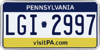 PA license plate LGI2997
