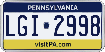 PA license plate LGI2998