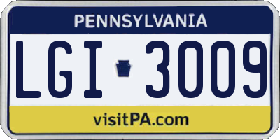 PA license plate LGI3009