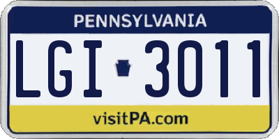 PA license plate LGI3011