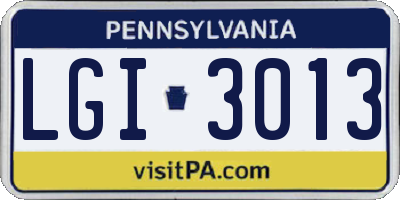 PA license plate LGI3013