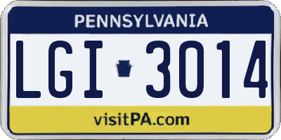 PA license plate LGI3014