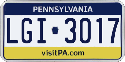 PA license plate LGI3017