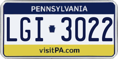 PA license plate LGI3022