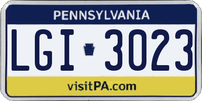PA license plate LGI3023
