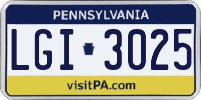 PA license plate LGI3025