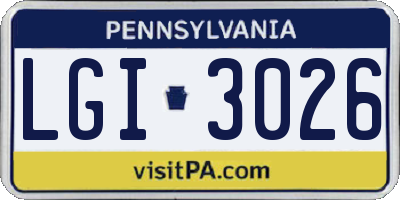 PA license plate LGI3026