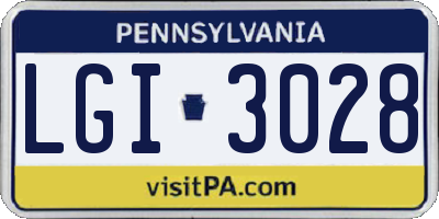PA license plate LGI3028