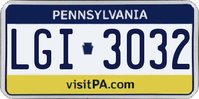 PA license plate LGI3032