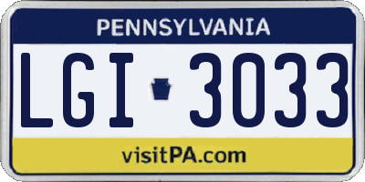PA license plate LGI3033