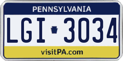 PA license plate LGI3034