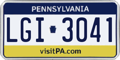 PA license plate LGI3041