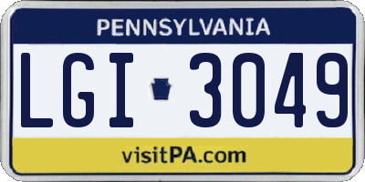 PA license plate LGI3049
