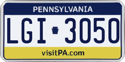 PA license plate LGI3050
