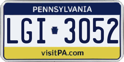 PA license plate LGI3052