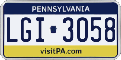 PA license plate LGI3058