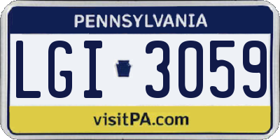 PA license plate LGI3059