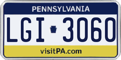 PA license plate LGI3060
