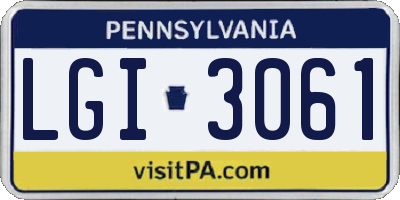 PA license plate LGI3061