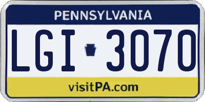 PA license plate LGI3070