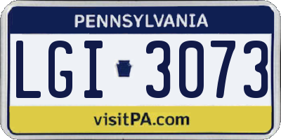 PA license plate LGI3073