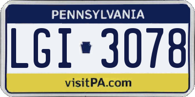 PA license plate LGI3078