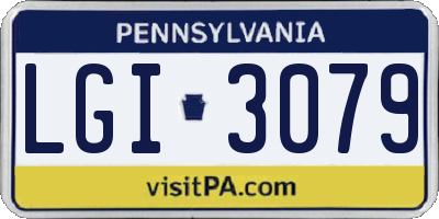 PA license plate LGI3079