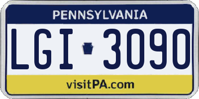 PA license plate LGI3090