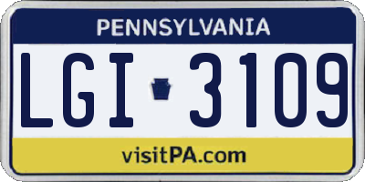 PA license plate LGI3109
