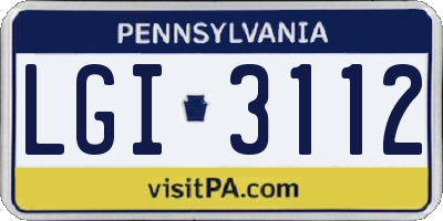 PA license plate LGI3112