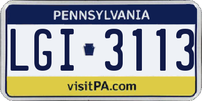 PA license plate LGI3113