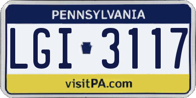 PA license plate LGI3117
