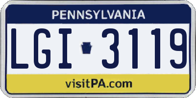 PA license plate LGI3119