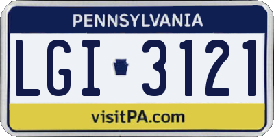 PA license plate LGI3121