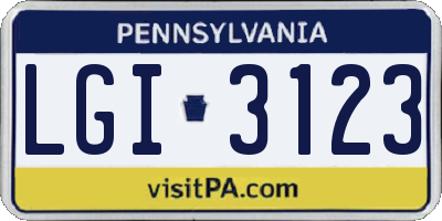 PA license plate LGI3123
