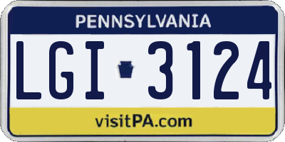 PA license plate LGI3124