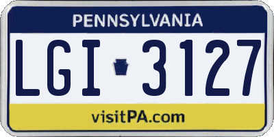 PA license plate LGI3127