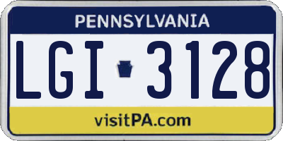 PA license plate LGI3128