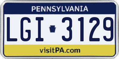 PA license plate LGI3129