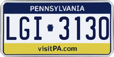 PA license plate LGI3130
