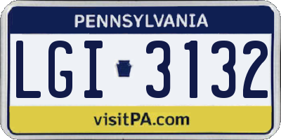 PA license plate LGI3132