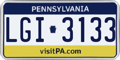 PA license plate LGI3133